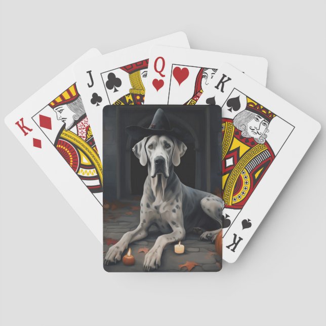 Jeu De Cartes Citrouilles Great Dane Halloween Épouvantable Flip (dos)