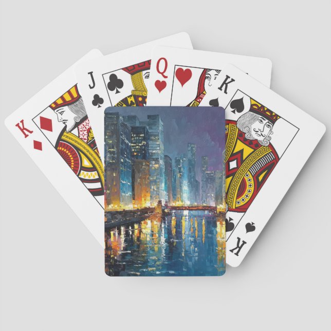 Jeu De Cartes City Lights Waterfront Skyline Playing Cards (dos)