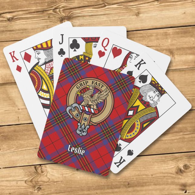 Jeu De Cartes Clan Leslie Crest sur Red Tartan (Créateur téléchargé)