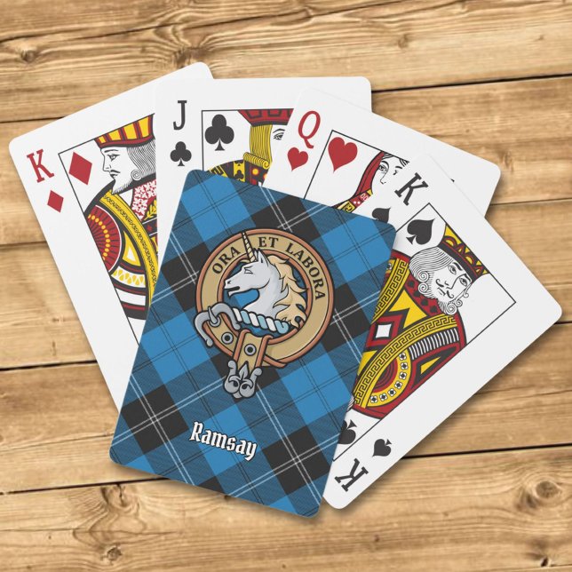 Jeu De Cartes Clan Ramsay Crest sur Blue Hunter Tartan (Créateur téléchargé)