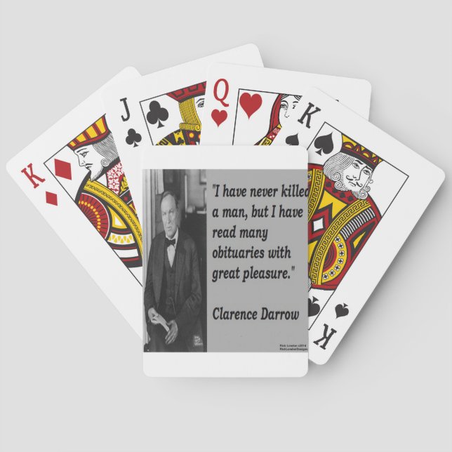 Jeu De Cartes Clarence Darrow & Citation nécrologique (dos)