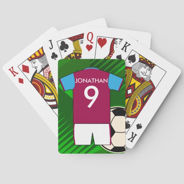 Jeu De Cartes Claret et bleu personnalisés de Jersey de football (dos)