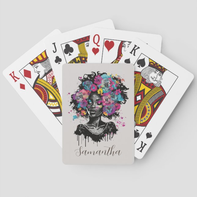 Jeu De Cartes Classe Florale Afro Femme (dos)