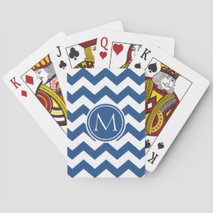 Jeu De Cartes Classic Blue Chevron Monogrammé