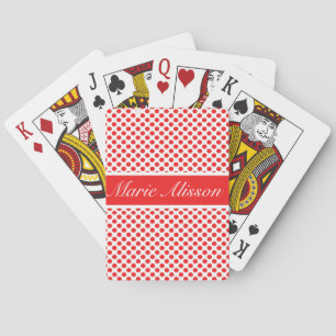 Jeu De Cartes Classique Chic Motif à Points Rouges Nom Personnal