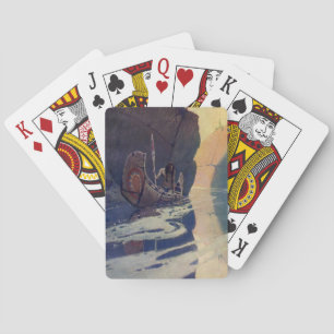 Jeu De Cartes Classique du soleil en pagayant dans un canot indi