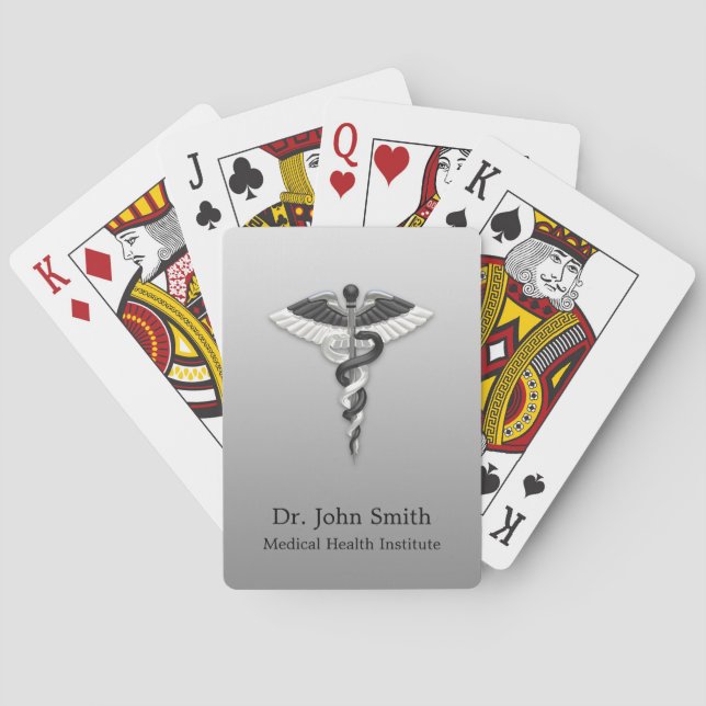 Jeu De Cartes Classique Noble Caduceus Médicale Élégant Noir Bla (dos)
