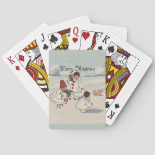 Jeu De Cartes Classique Vintage Noël Enfant de neige
