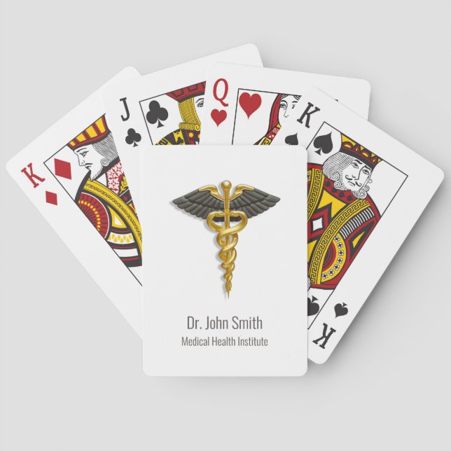 Jeu De Cartes Classy Elegant Médicale Gold Caduceus Black Wings (dos)