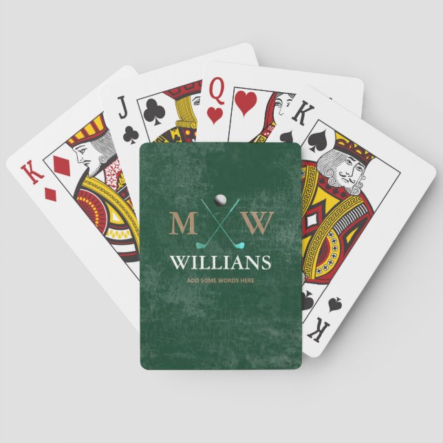 Jeu De Cartes Classy Green 2 initiales Golfer's (dos)