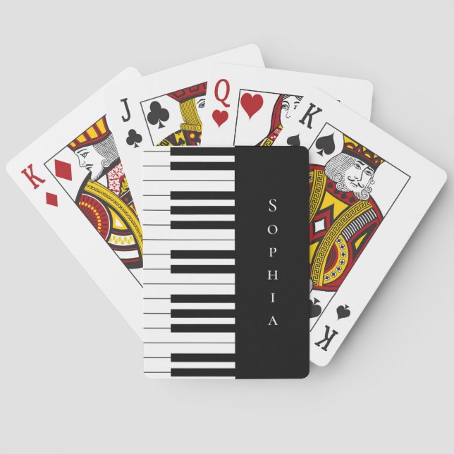 Jeu De Cartes Clavier de piano noir et blanc simple et élégant  (dos)