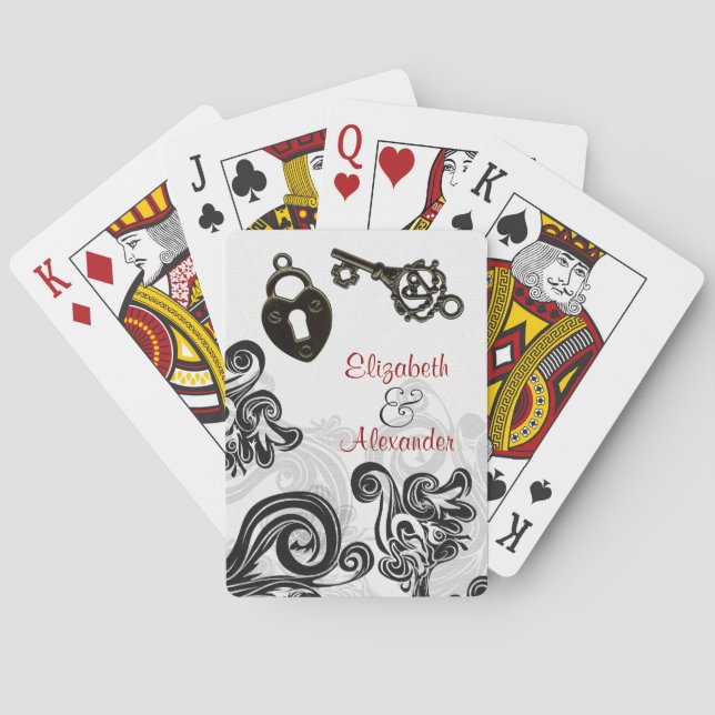 Jeu De Cartes Clé de mon coeur mariage Fiançailles Art Mariage (dos)