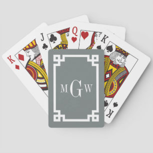 Jeu De Cartes Clé grecque blanche Charbon #2 encadrée Monogramme