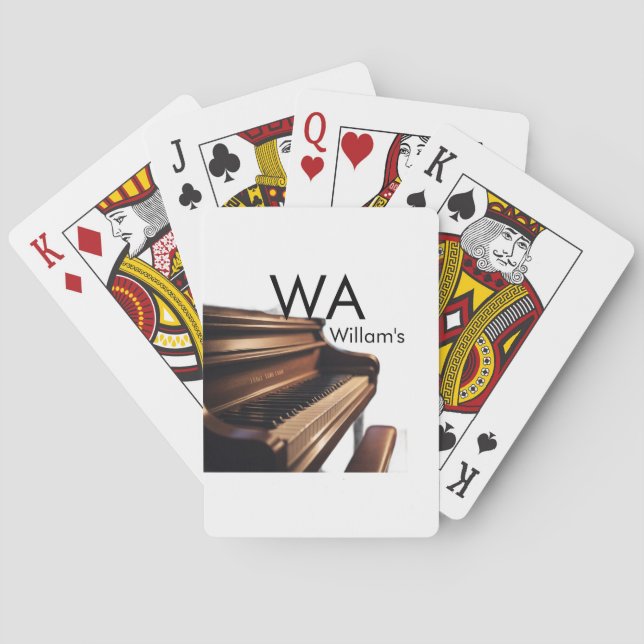 Jeu De Cartes Clés de table de piano en bois Brown nom monogramm (dos)
