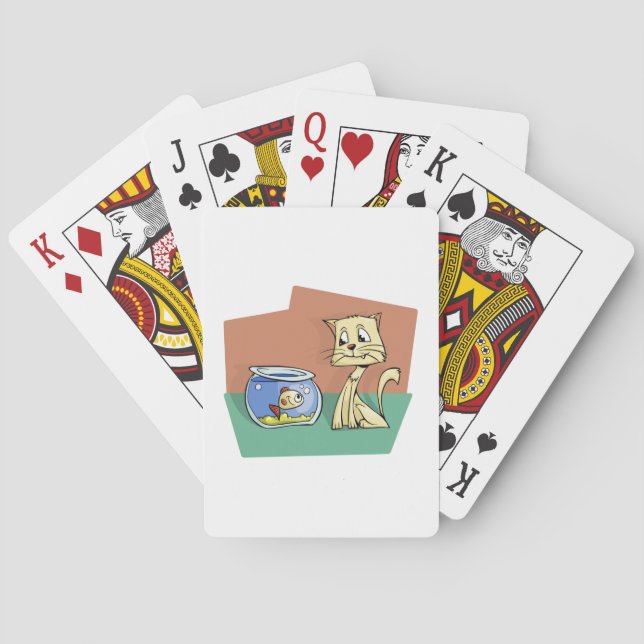 Jeu De Cartes Clipart de chat et de poisson (dos)