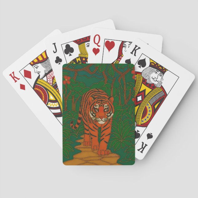 Jeu De Cartes Cloisonne Art Tiger on the Jungle Path (dos)