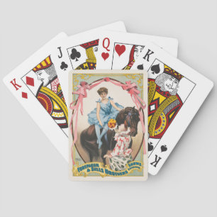 Jeu De Cartes Clown Distribuant Des Fleurs À Une Femme À Cheval