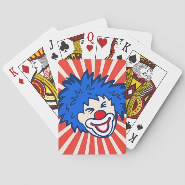 Jeu De Cartes Clown rouge bleu fun fête jouant aux cartes (dos)
