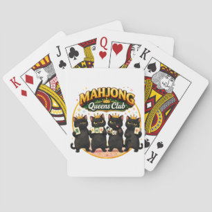 Jeu De Cartes Club des Reines de Mahjong Chats Noirs Mignons
