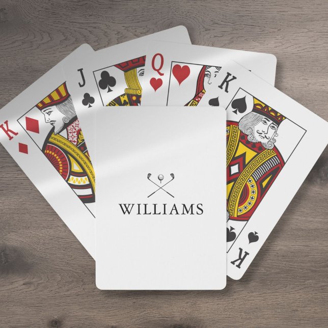 Jeu De Cartes Clubs de golf personnalisés avec nom moderne (Modern Personalized Name Golf Clubs Poker Cards)