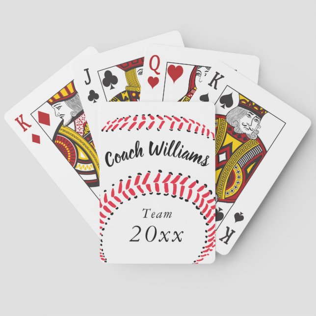 Jeu De Cartes Coach de baseball Ajouter nom, équipe et année (dos)