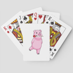 Jeu De Cartes Cochon avec fleur Rose