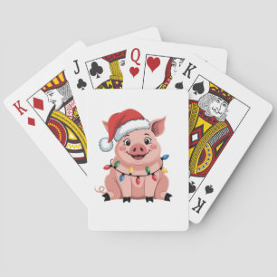 Jeu De Cartes Cochon chapeau de Père Noël de Noël vacances Noël 