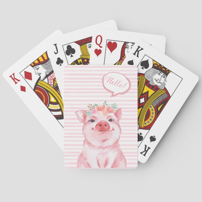 Jeu De Cartes Cochon d'aquarelle Whimsical (dos)