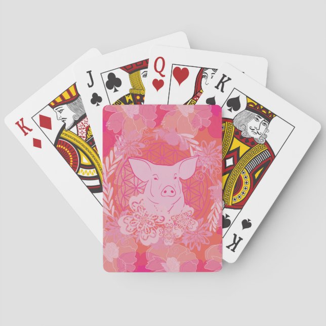 Jeu De Cartes cochon, fleur de vie, bleu, mandala, zen, chakra,  (dos)