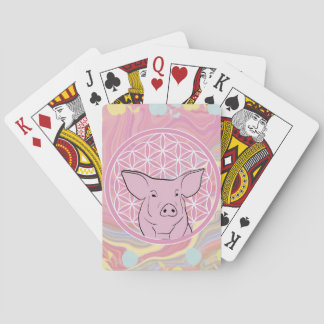 Jeu De Cartes cochon, fleur de vie, rose, mandala, zen, chakra,