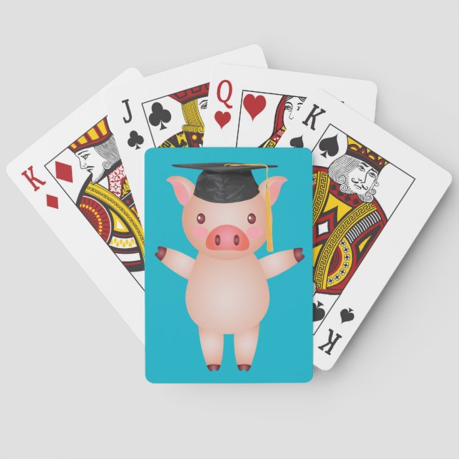 Jeu De Cartes Cochon mignon dans le capuchon de graduation (dos)