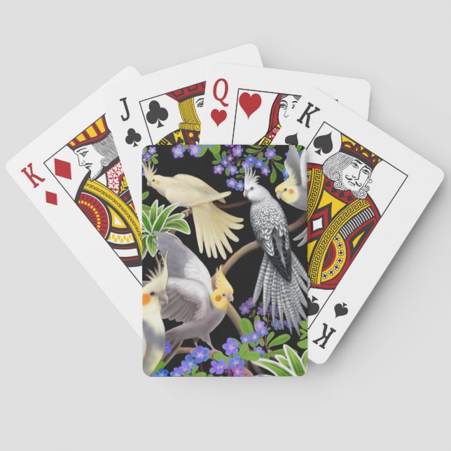 Jeu De Cartes Cockatiels dans Oubliez-moi pas Fleurs Jouer des c (dos)