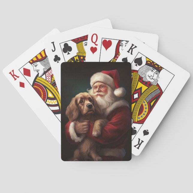Jeu De Cartes Cocker Spaniel avec Noël Festif du Père Noël (dos)