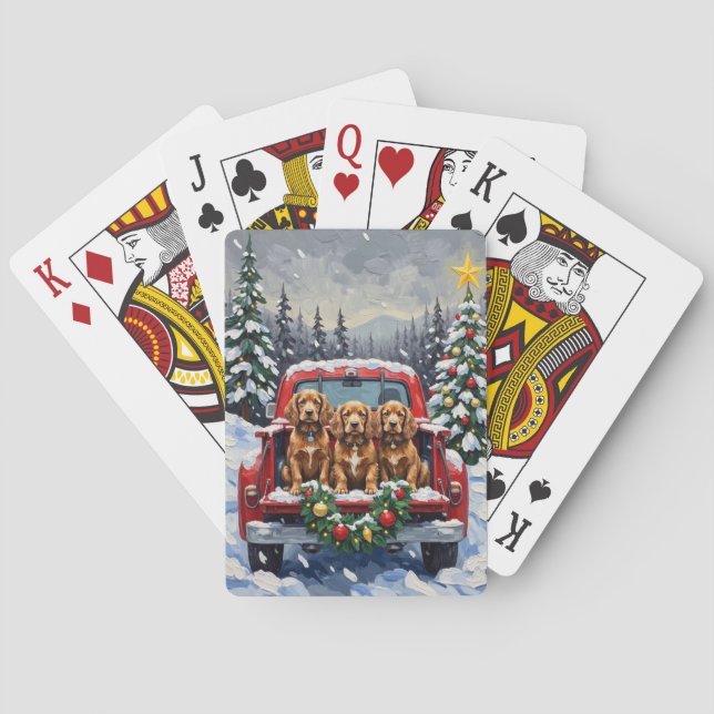 Jeu De Cartes Cocker Spaniel Christmas Red Truck Holiday (dos)