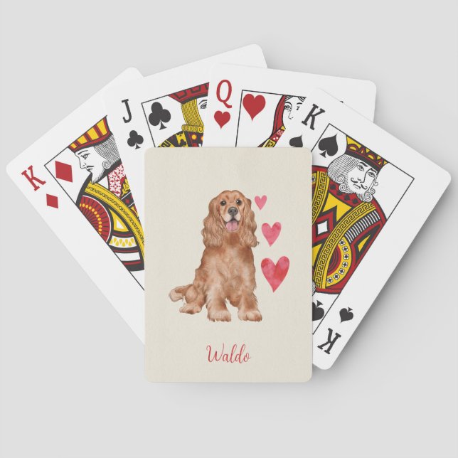 Jeu De Cartes Cocker Spaniel Dog Nom personnalisé de l'animal (dos)