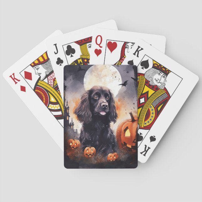 Jeu De Cartes Cocker Spaniel Halloween avec citrouilles  (dos)