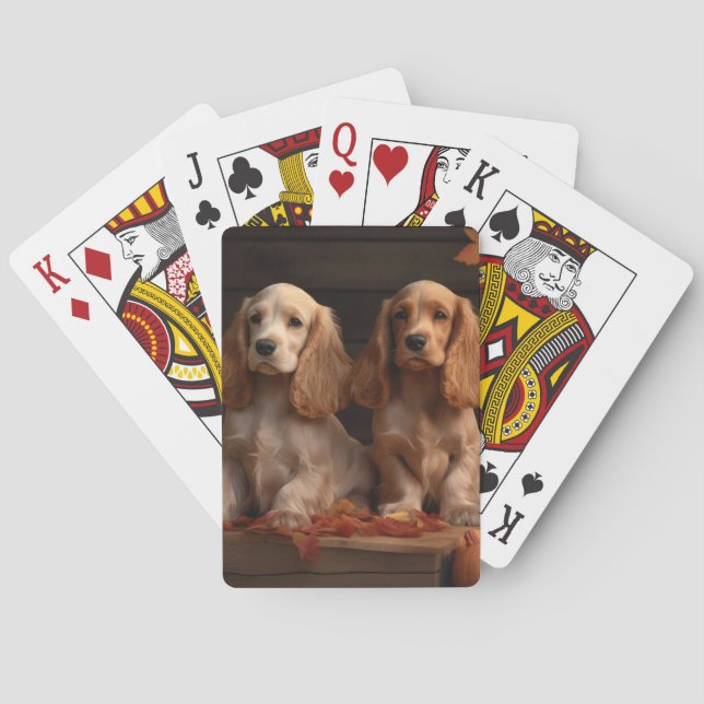 Jeu De Cartes Cocker Spaniel Puppy Automne Citrouille de plaisir (dos)