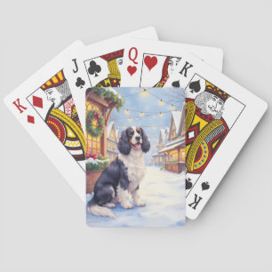 Jeu De Cartes Cocker Spaniel Village enneigé Art de Noël