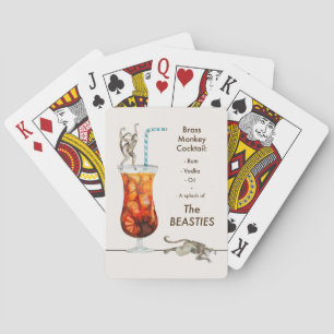 Jeu De Cartes Cocktail de singe en laiton Jouer des cartes