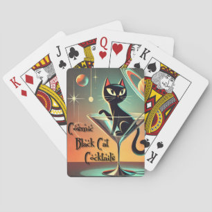 Jeu De Cartes Cocktails de chat noir cosmique futuriste atomique