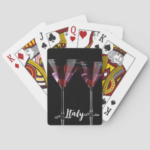 Jeu De Cartes Cocktails rouges en verre de martini à la cerise