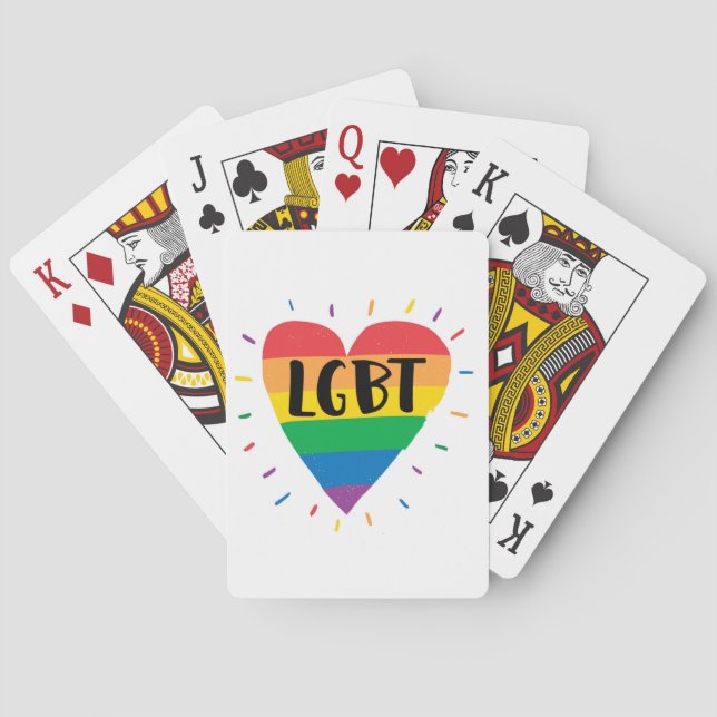 Jeu De Cartes Coeur arc-en-ciel LGBT (dos)