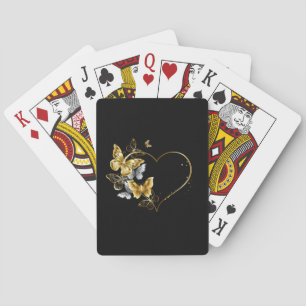 Jeu De Cartes Coeur aux papillons d'or