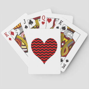 Jeu De Cartes Coeur Chevron noir et rouge