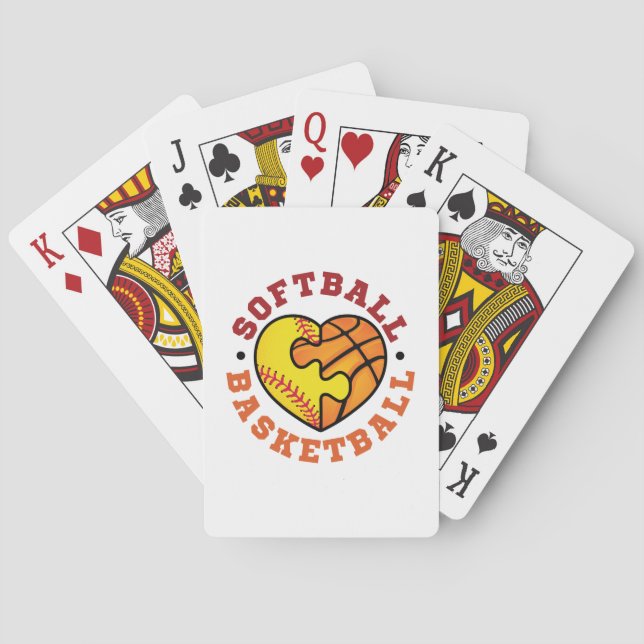 Jeu De Cartes Coeur de basketball de softball (dos)