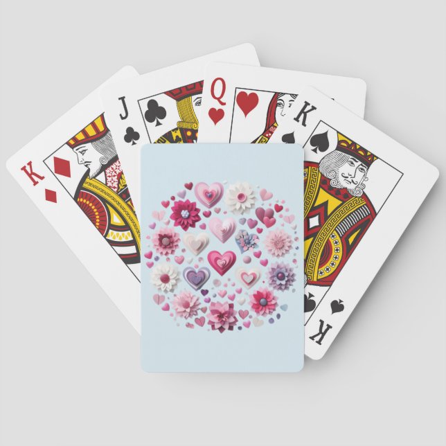 Jeu De Cartes Coeur de la Saint Valentin florale (dos)
