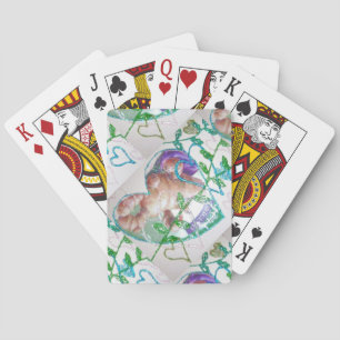 Jeu De Cartes Cœur de paillettes vertes Saint-Valentin, collage