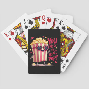 Jeu De Cartes Cœur de Popcorn Design de la Saint-Valentin Pop