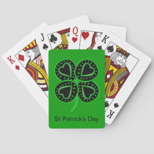 Jeu De Cartes Coeur de trèfle vert noir St Patrick Cartes BP ver