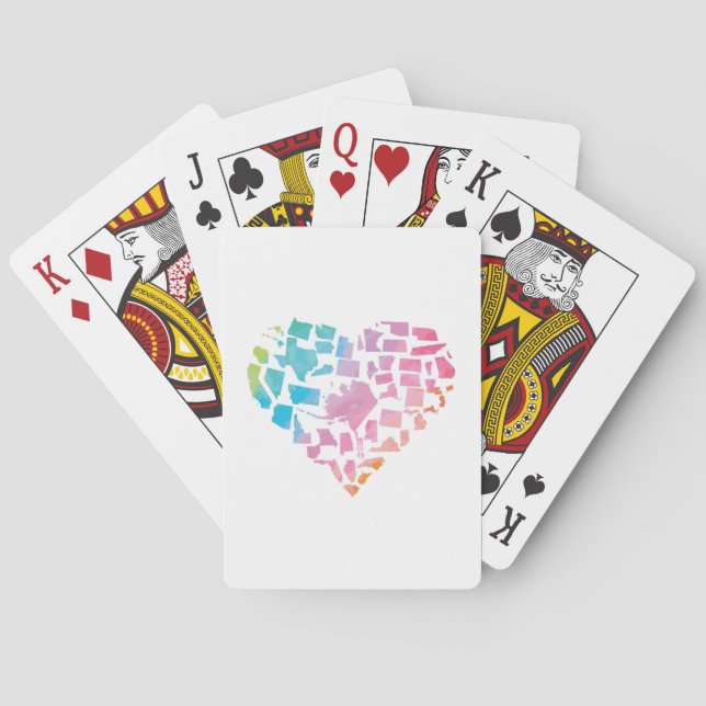 Jeu De Cartes Coeur des Etats-Unis d'aquarelle (dos)
